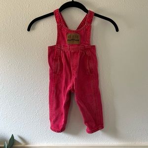 Vintage Guess red denim overalls EUC